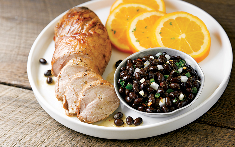 This entree and side foodservice recipe serves up sweet, spicy flavor in Pork Tenderloin with Spicy Orange Bush’s Best® Black Beans for C&U, restaurant, and K-12.